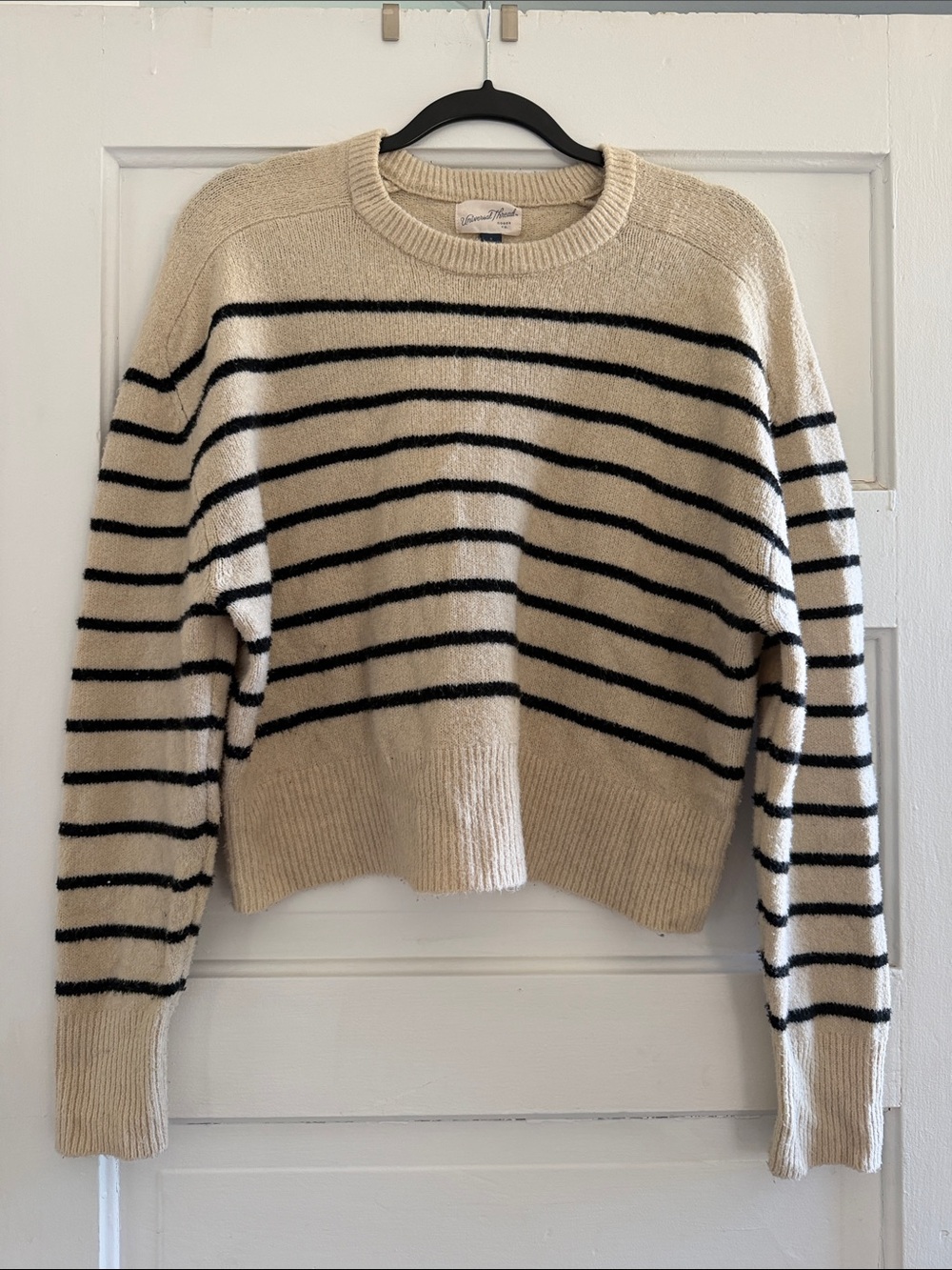 Universal Thread Cream Sweater with Black Stripes